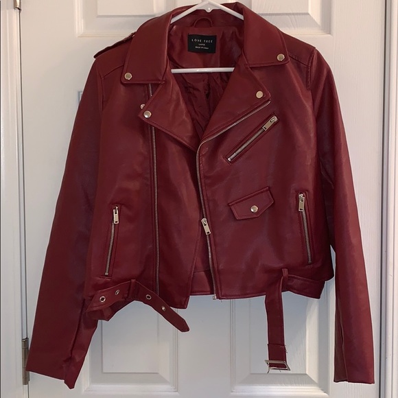 Love Tree Jackets & Blazers - Red Faux Leather Jacket